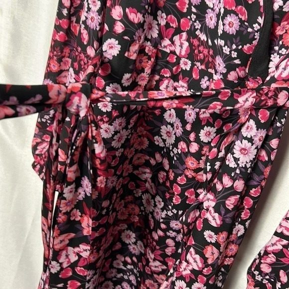 KENSIE pink dress,faux wrap,floral,sz 2, surplice,fairy,romantic,event,whimsical - Picture 6 of 15